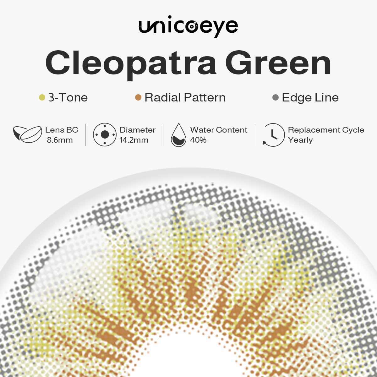 Cleopatra Green Prescription Yearly Contact Lenses