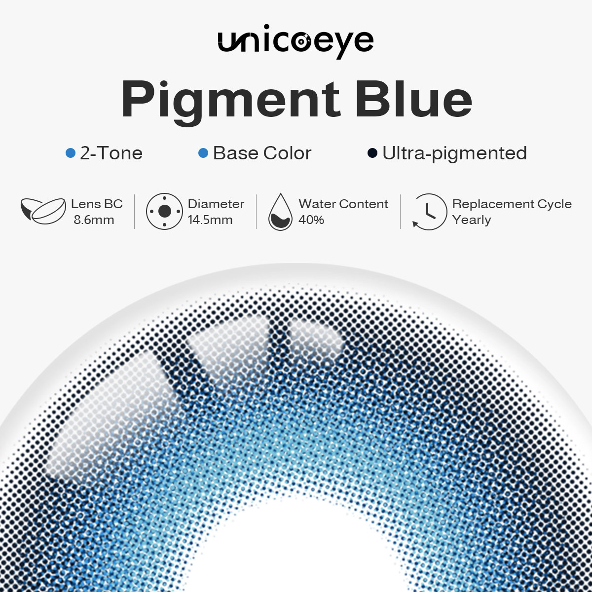 Pigment Blue Yearly Contact Lenses