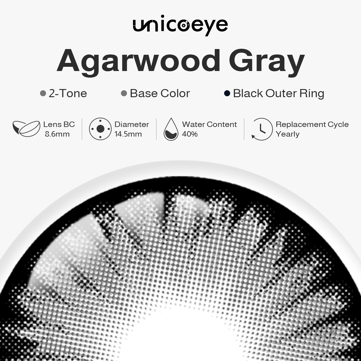 Agarwood Gray Yearly Contact Lenses