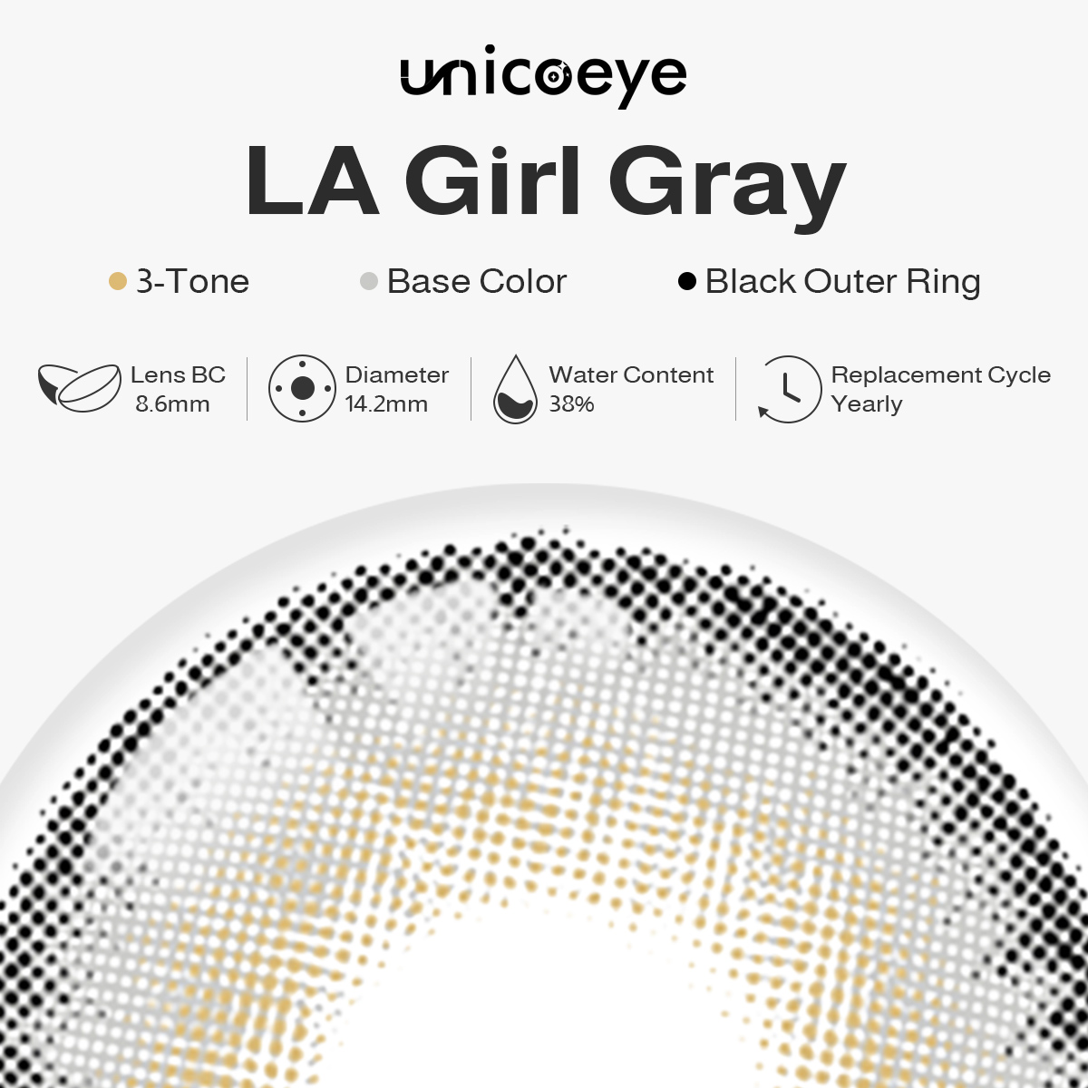 LA Girl Gray Yearly Contact Lenses