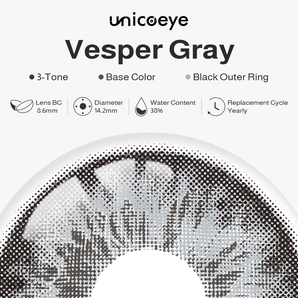 Vesper Gray Yearly Contact Lenses