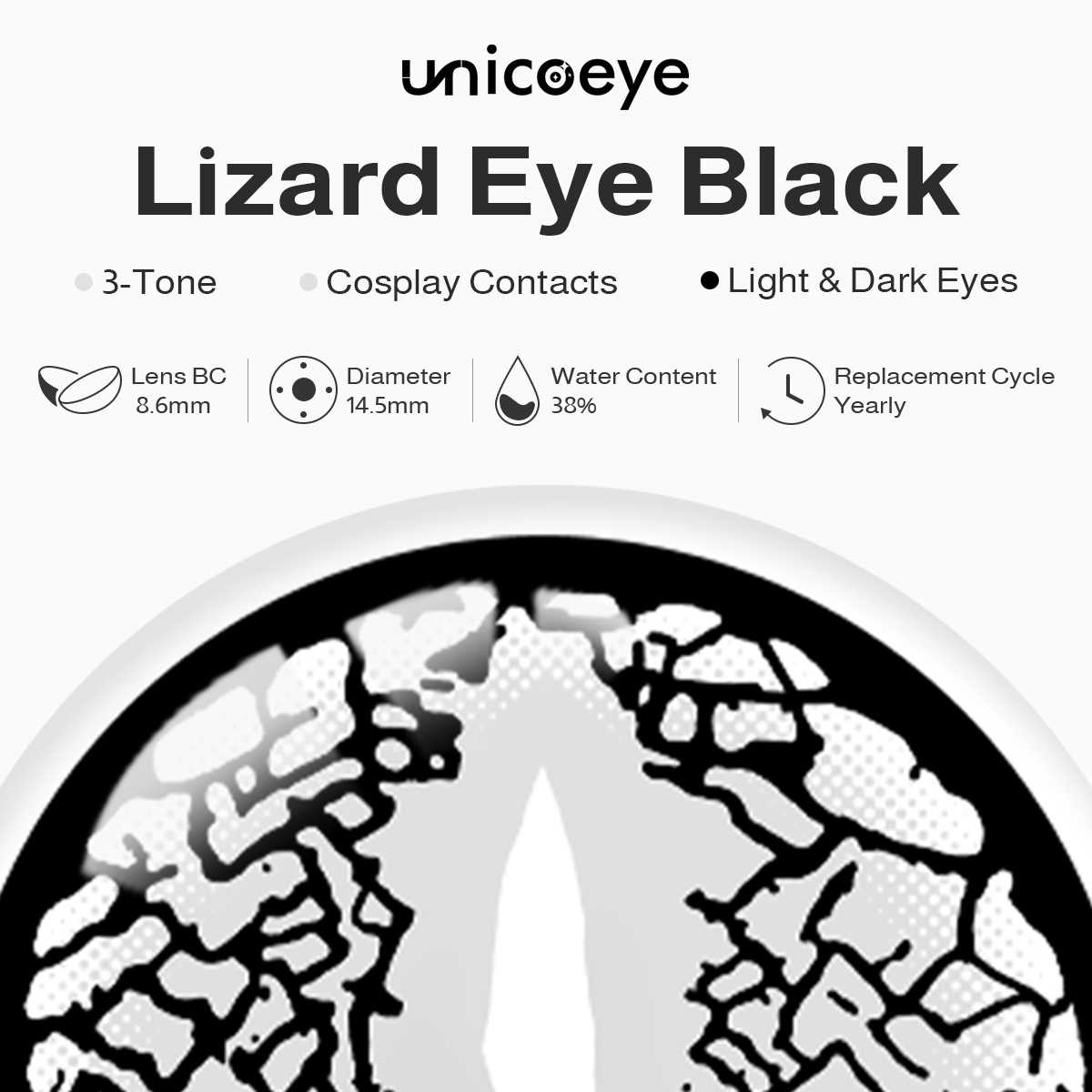 Lizard Eye Black Costume Yearly Contact Lenses