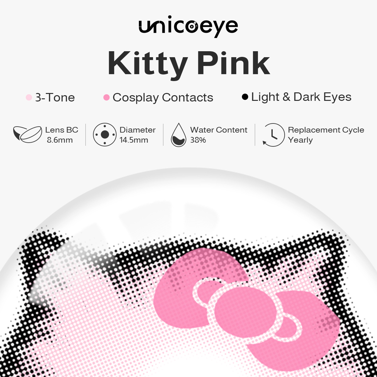 Kitty Pink Costume Yearly Contact Lenses