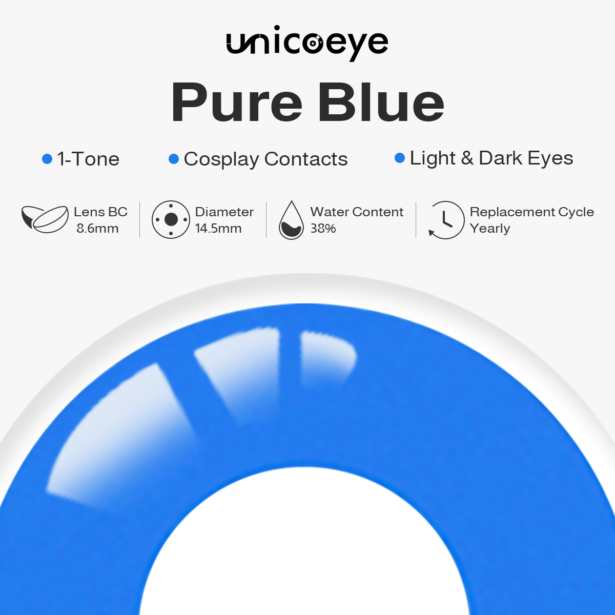 Pure Blue Costume Yearly Contact Lenses
