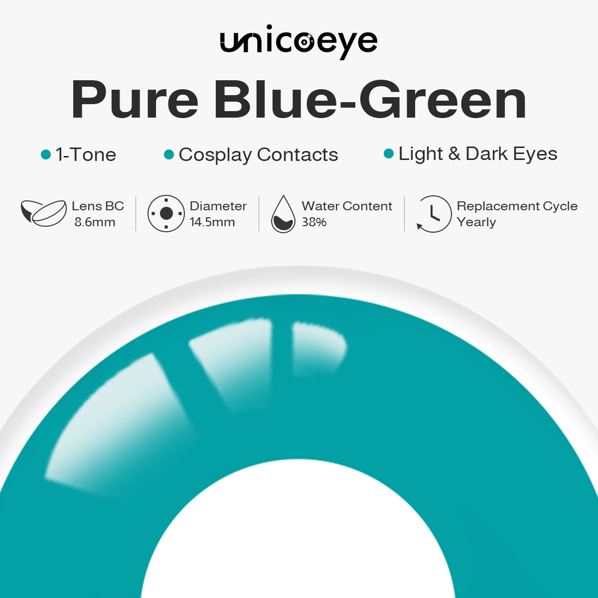 Pure Blue-Green Costume Yearly Contact Lenses