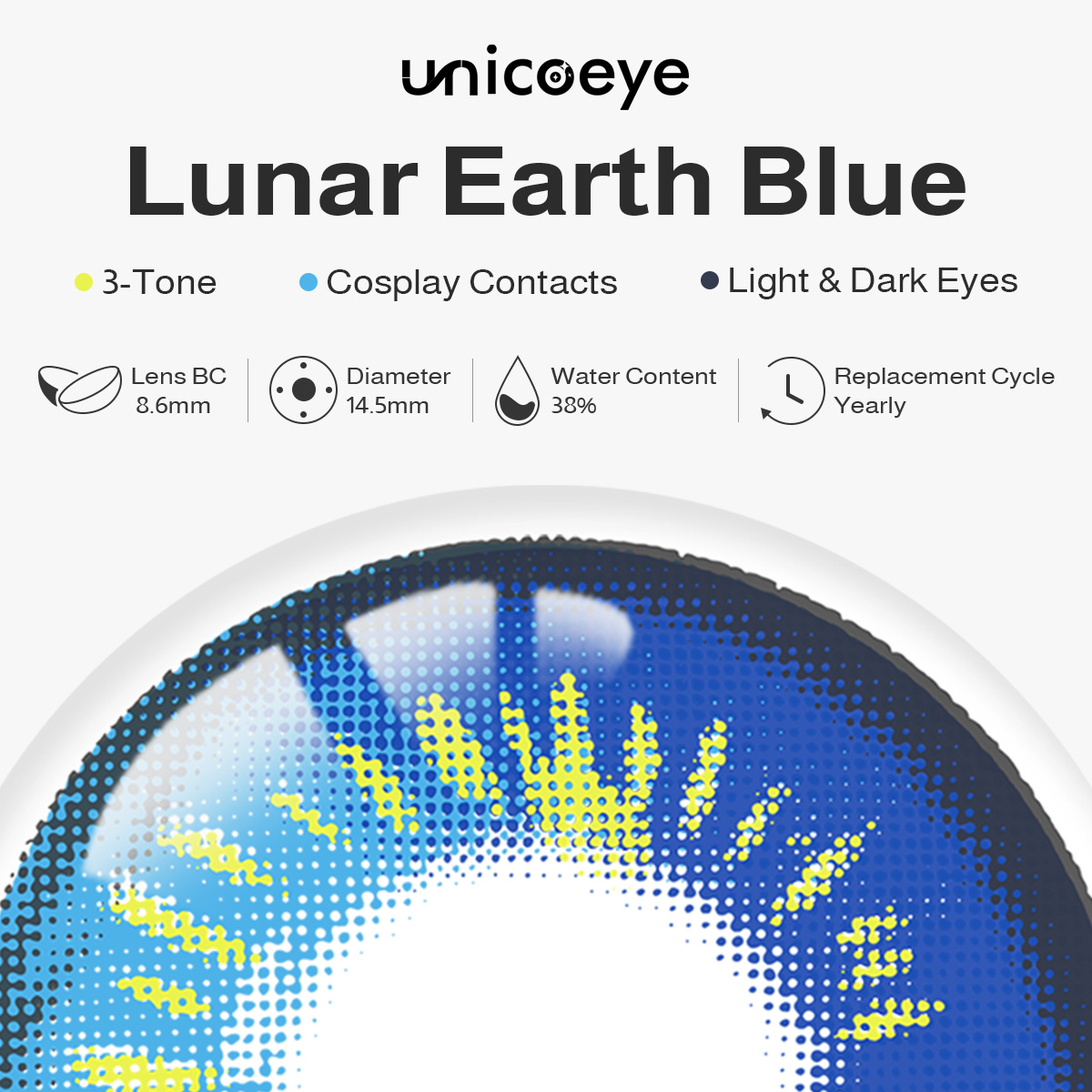 Lunar Earth Blue Costume Yearly Contact Lenses