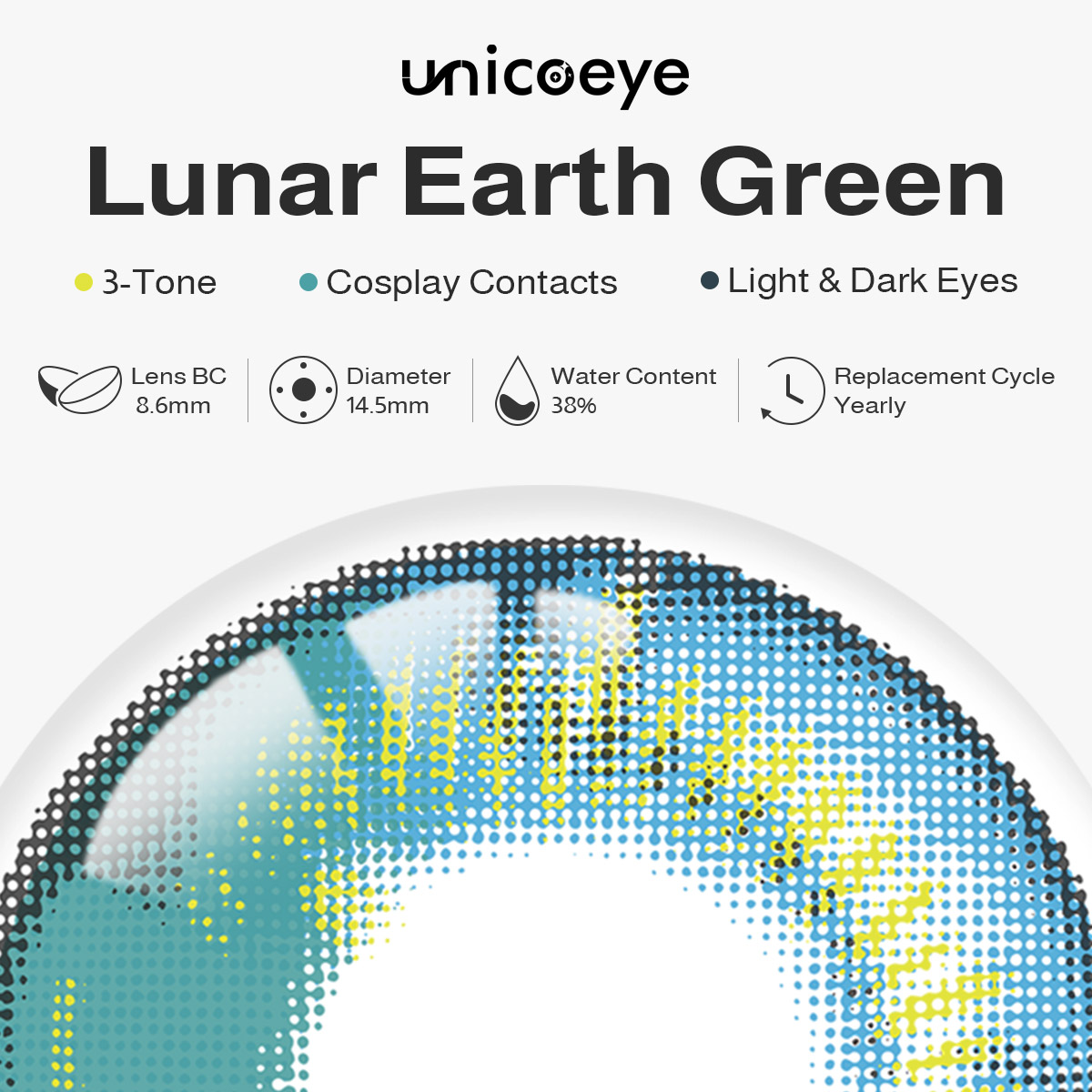 Lunar Earth Green Costume Yearly Contact Lenses