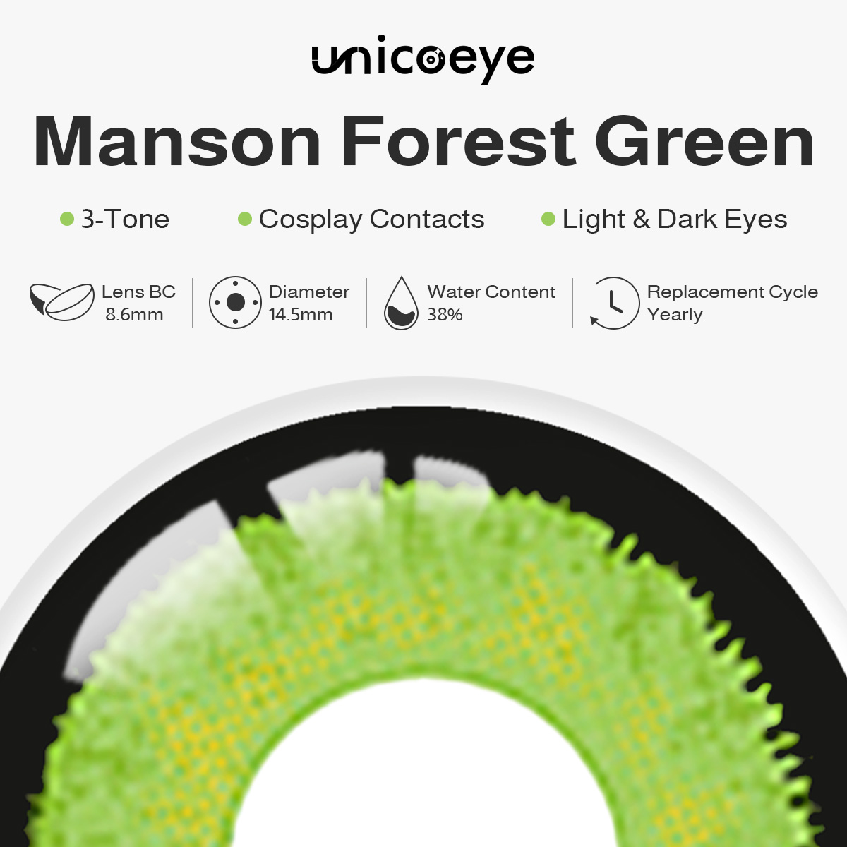 Manson Forest Green Costume Yearly Contact Lenses
