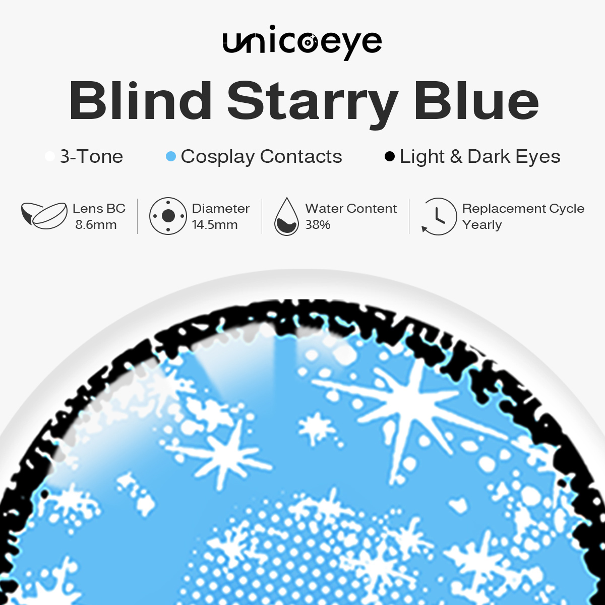 Blind Starry Blue Costume Yearly Contact Lenses