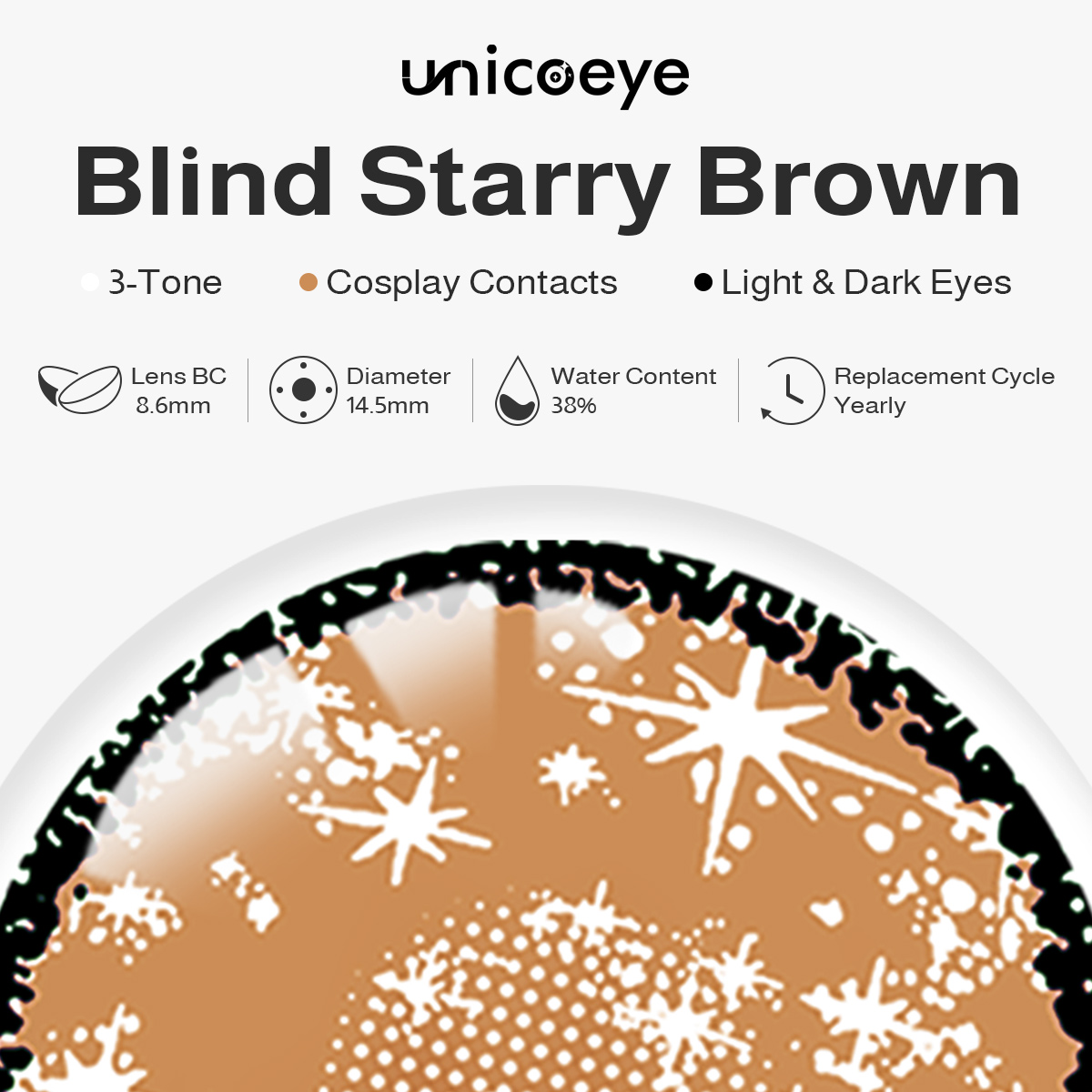 Blind Starry Brown Costume Yearly Contact Lenses