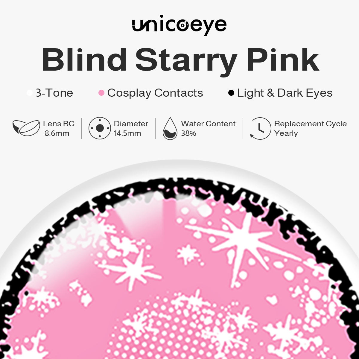Blind Starry Pink Costume Yearly Contact Lenses