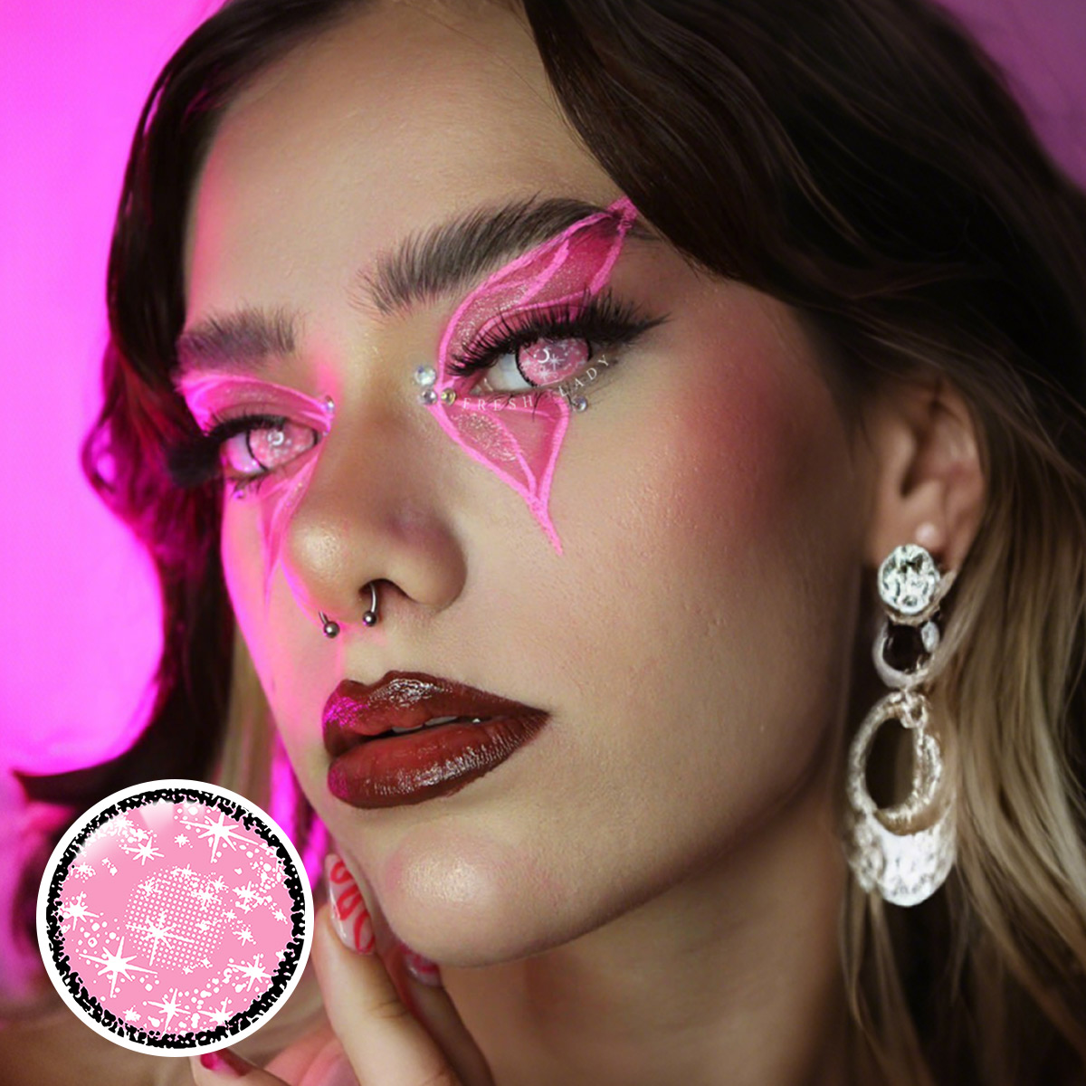 Blind Starry Pink Costume Yearly Contact Lenses