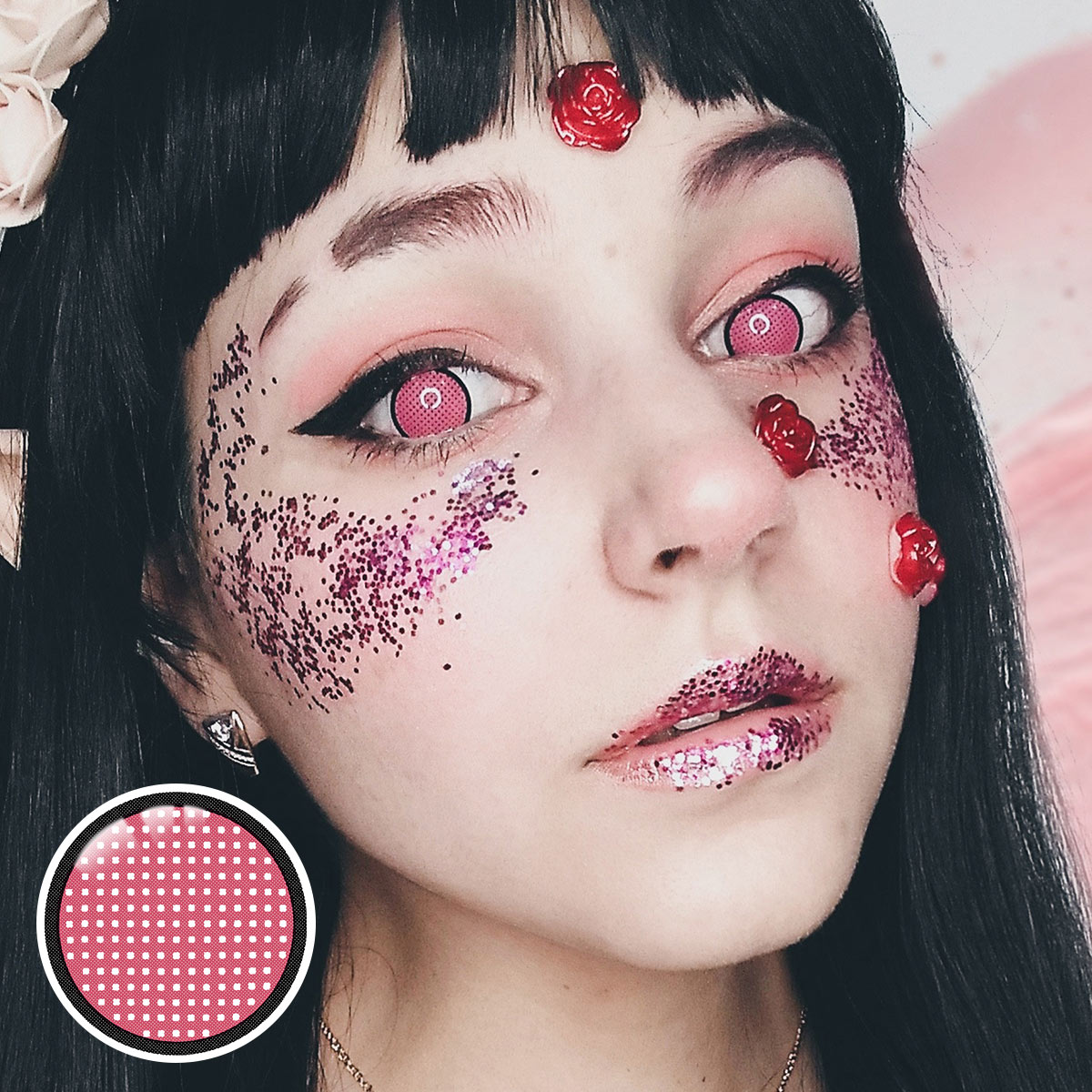 Mesh Red Costume Yearly Contact Lenses
