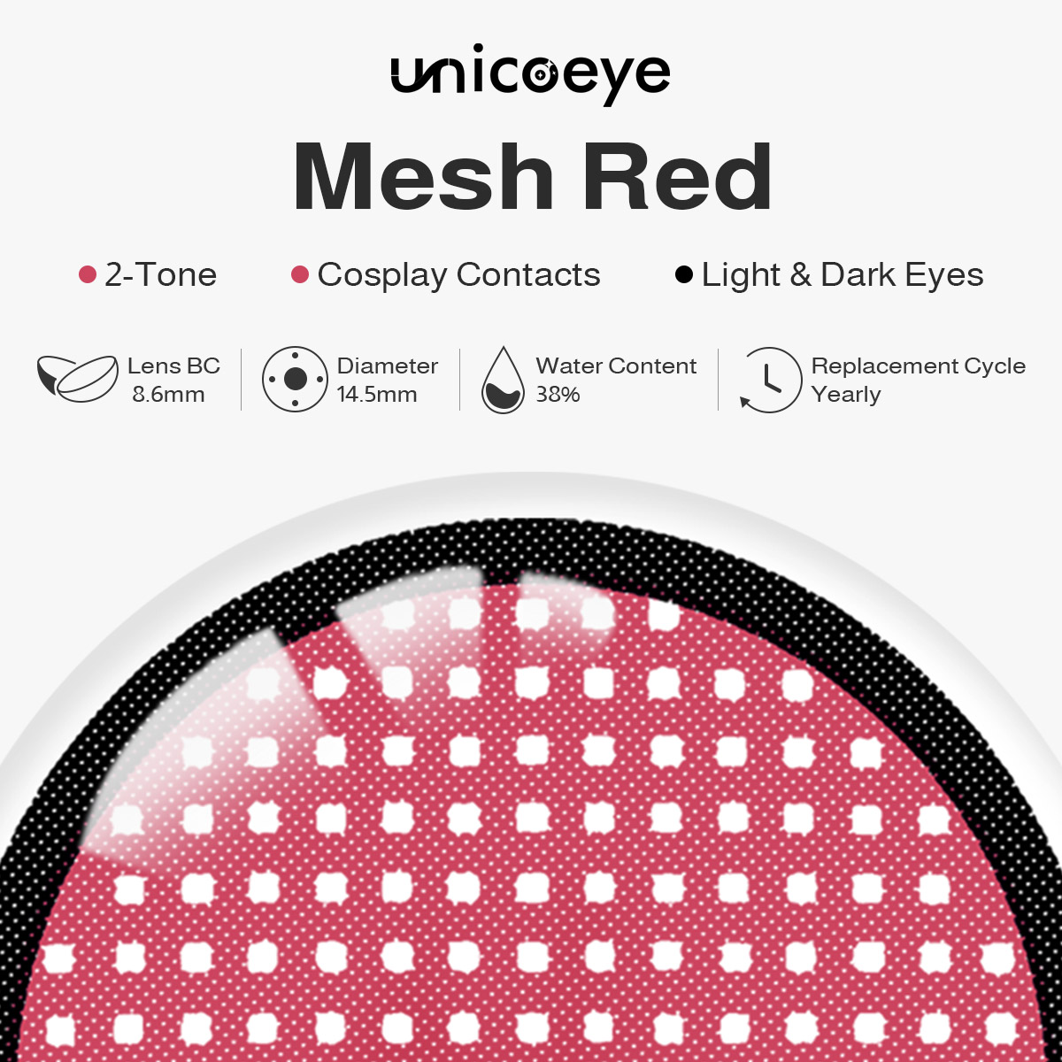 Mesh Red Costume Yearly Contact Lenses