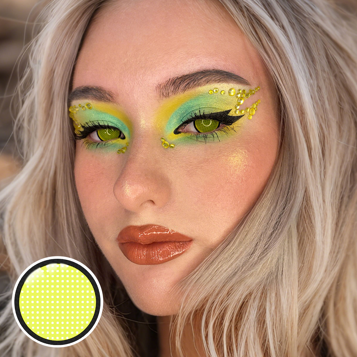 Mesh Yellow Costume Yearly Contact Lenses