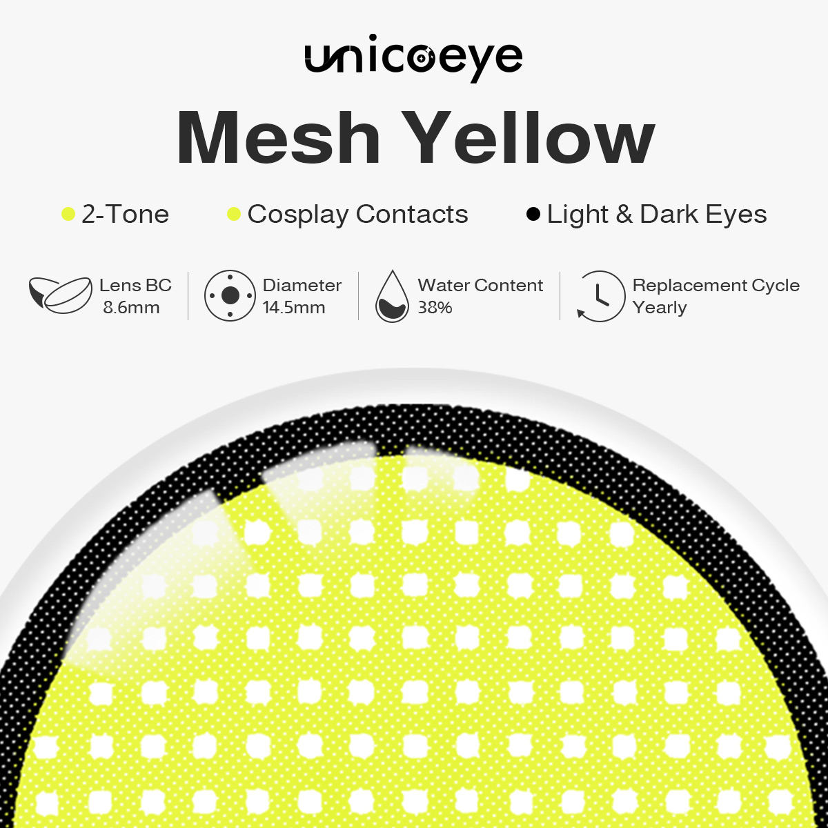 Mesh Yellow Costume Yearly Contact Lenses