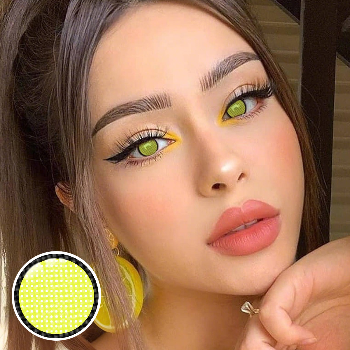 Mesh Yellow Costume Yearly Contact Lenses
