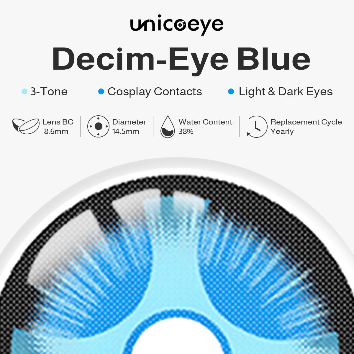 Decim-Eye Blue Costume Yearly Contact Lenses