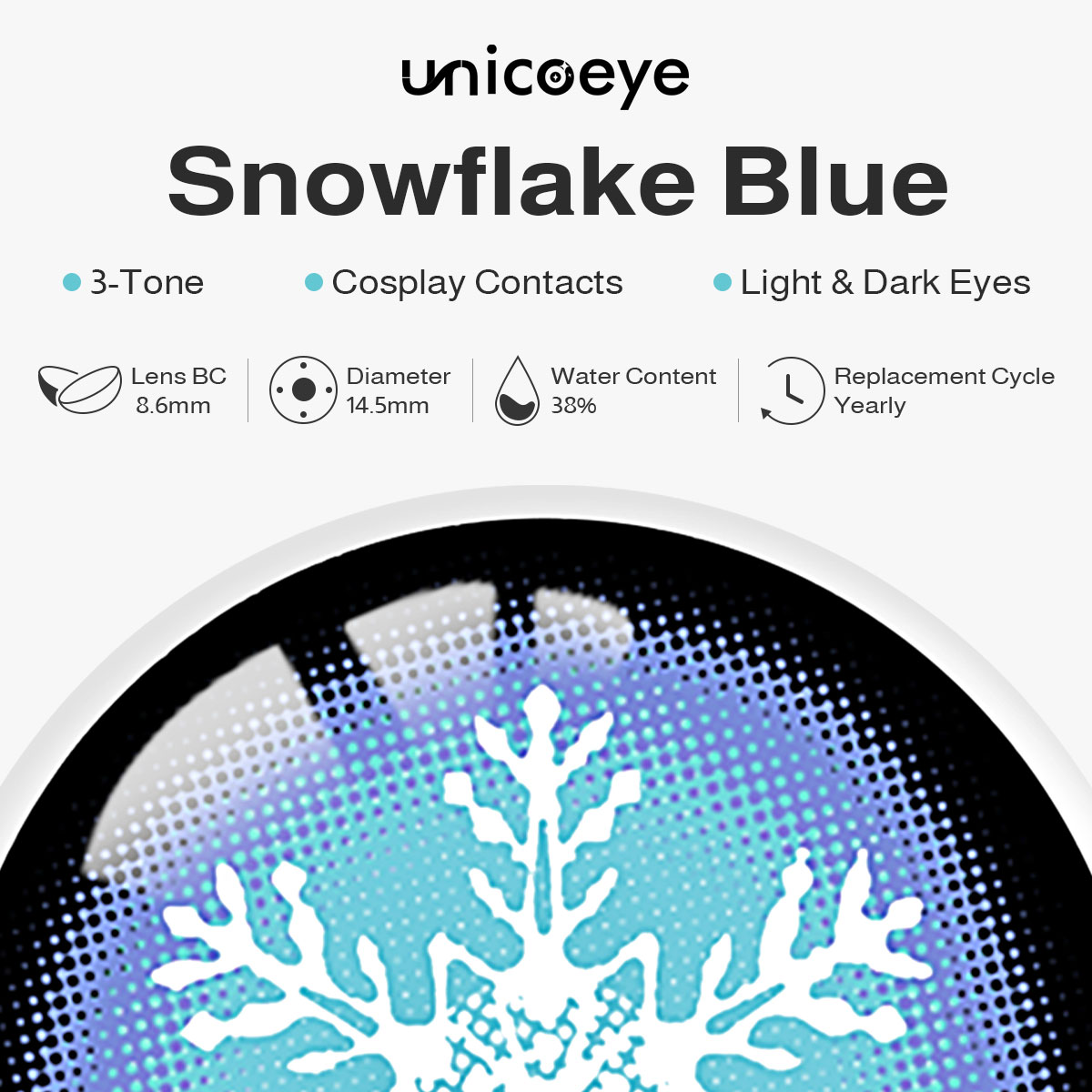 Snowflake Blue Costume Yearly Contact Lenses