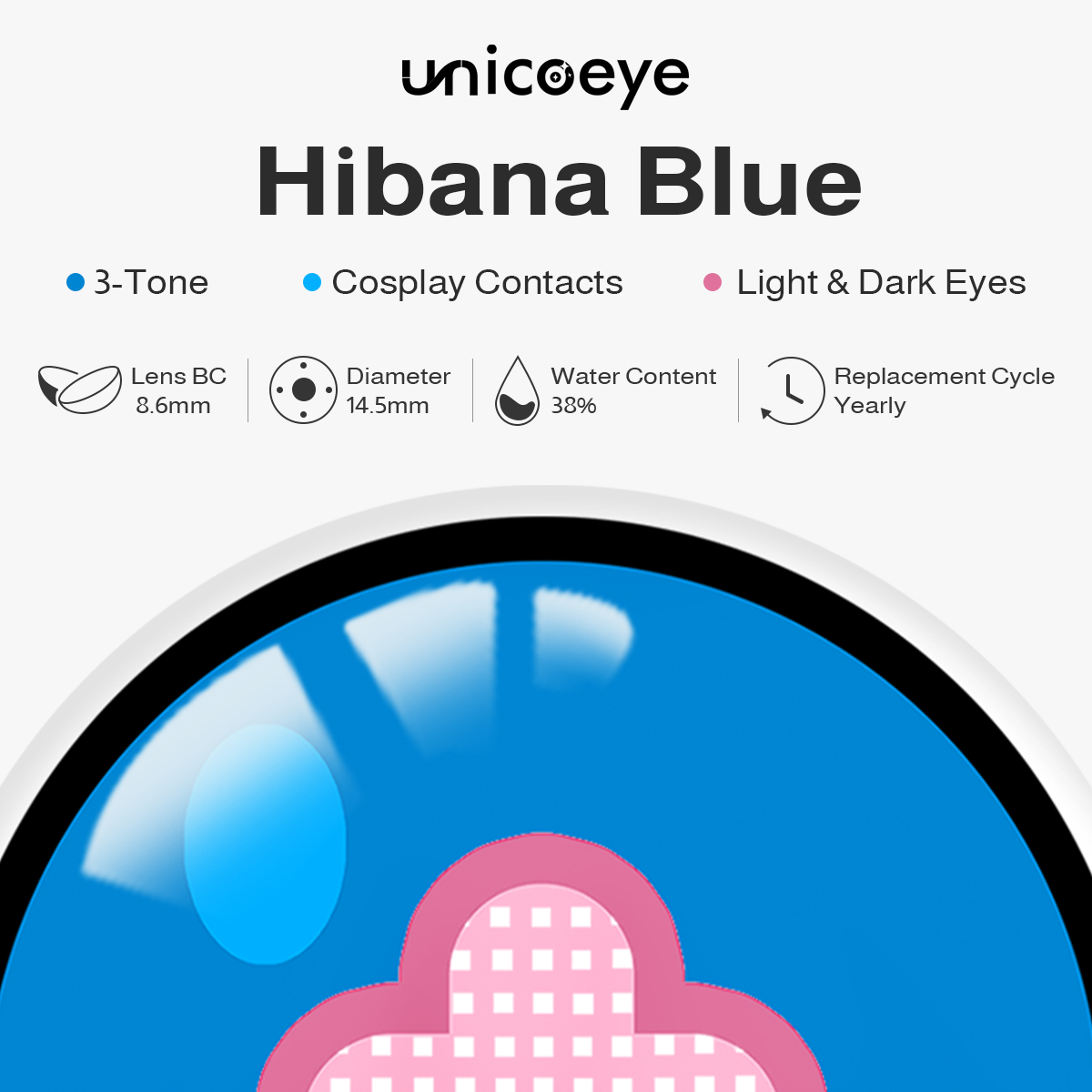 Hibana Blue Costume Yearly Contact Lenses