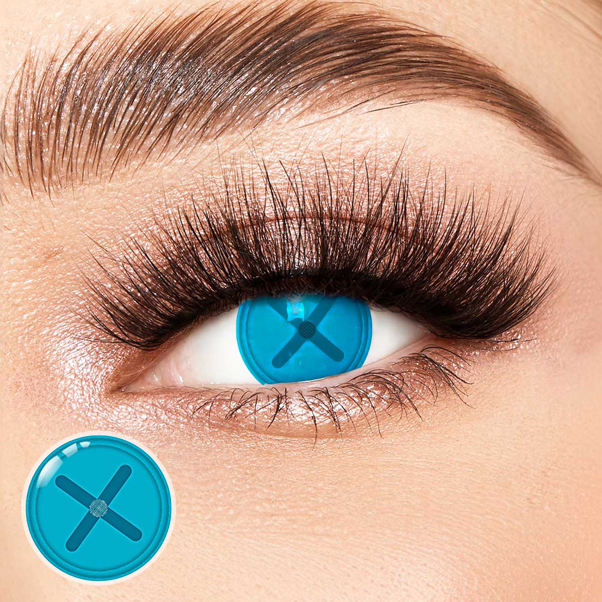 Button Eye Blue Costume Yearly Contact Lenses