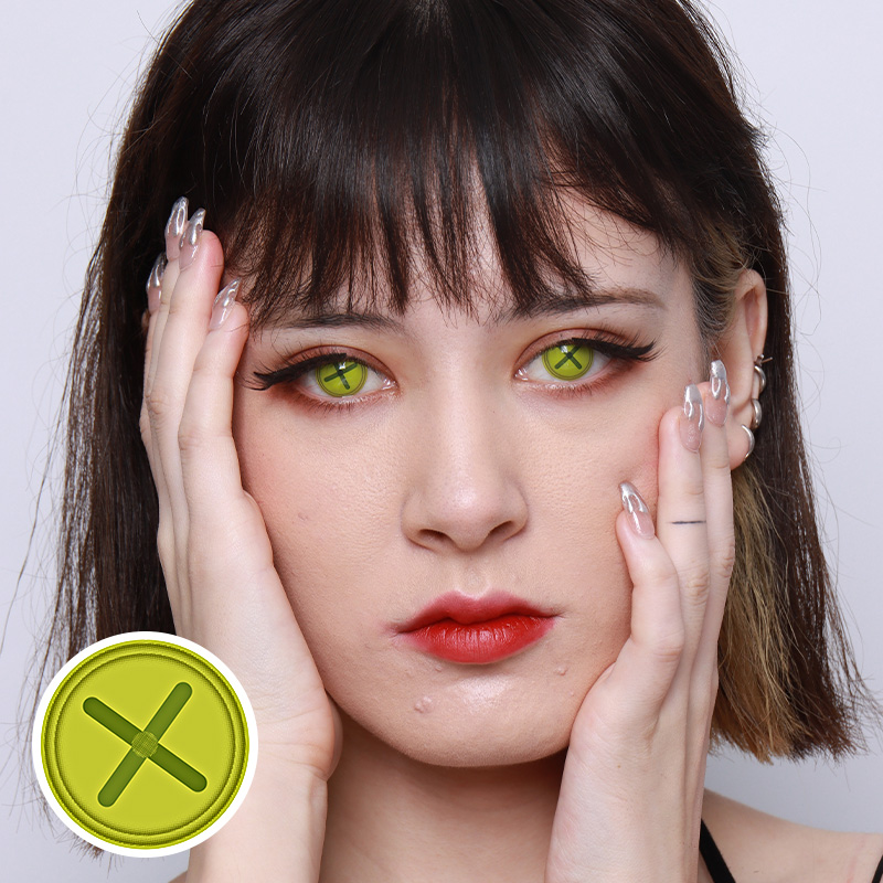 Button Eye Green Costume Yearly Contact Lenses