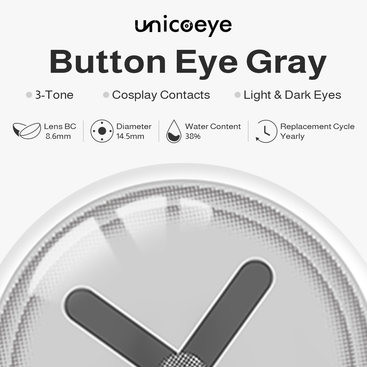 Button Eye Gray Costume Yearly Contact Lenses
