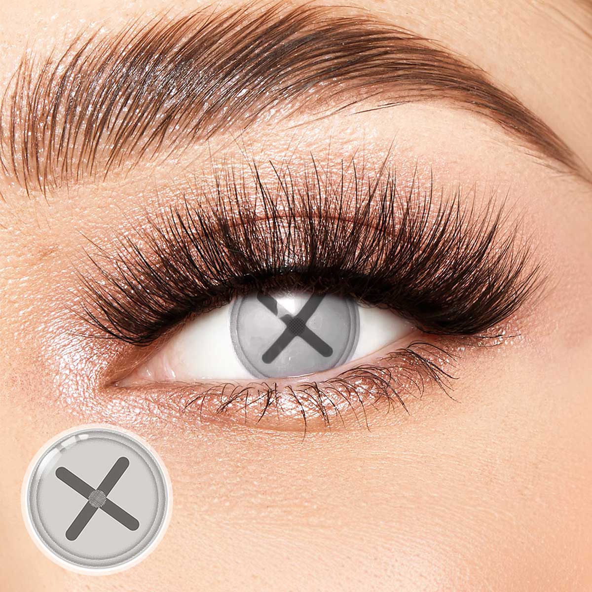 Button Eye Gray Costume Yearly Contact Lenses