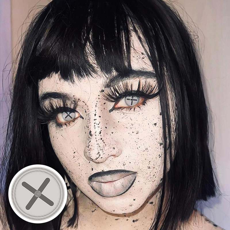 Button Eye Gray Costume Yearly Contact Lenses