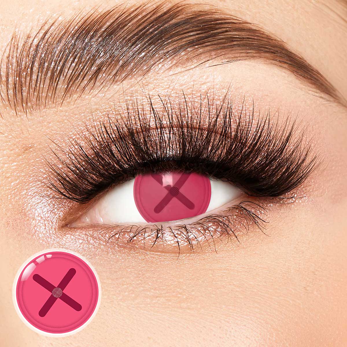 Button Eye Red Costume Yearly Contact Lenses