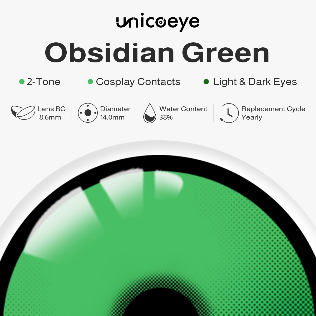 Obsidian Green Costume Yearly Contact Lenses