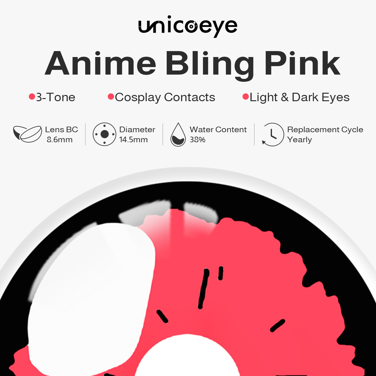 Anime Bling Pink Costume Yearly Contact Lenses