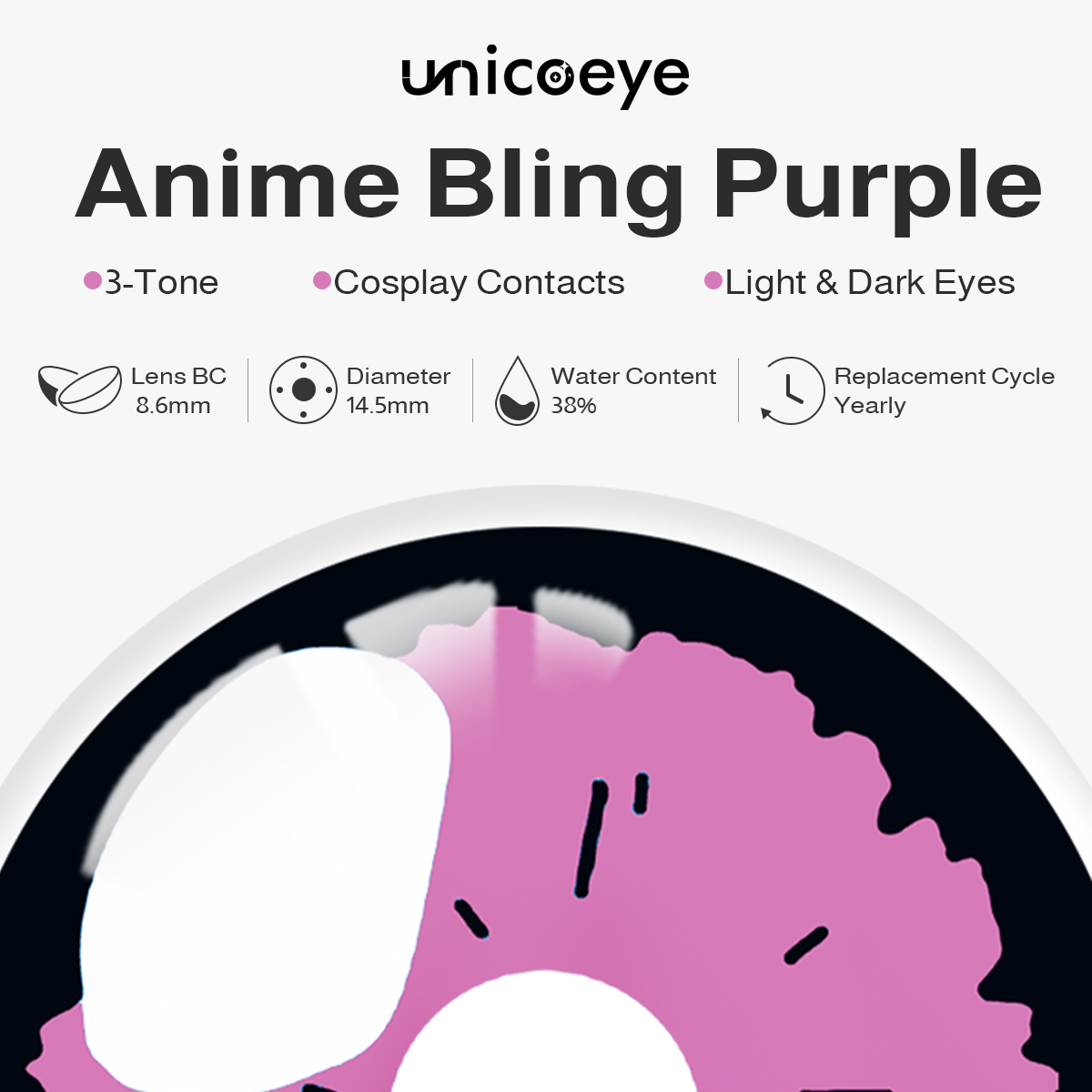 Anime Bling Purple Costume Yearly Contact Lenses