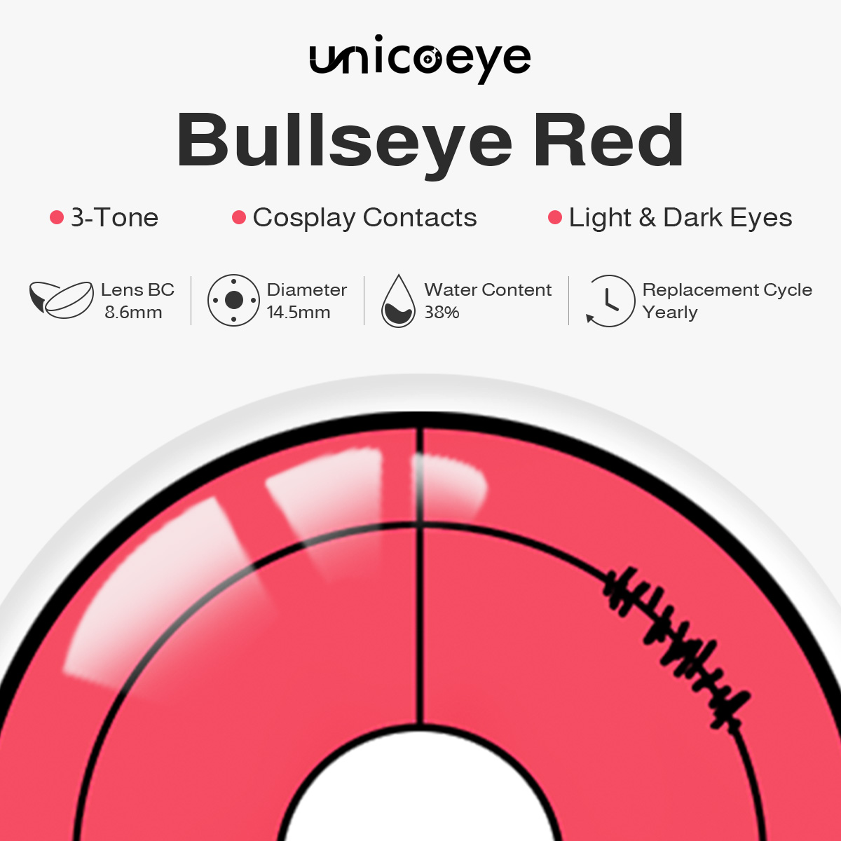 Bullseye Red Costume Yearly Contact Lenses
