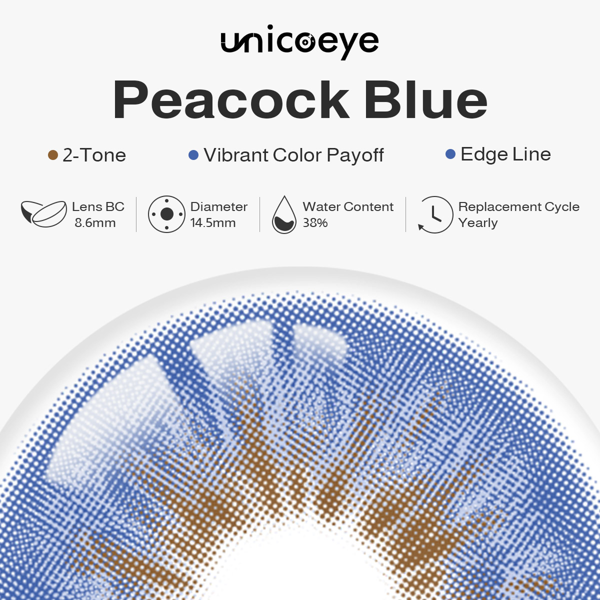 Peacock Blue Yearly Contact Lenses