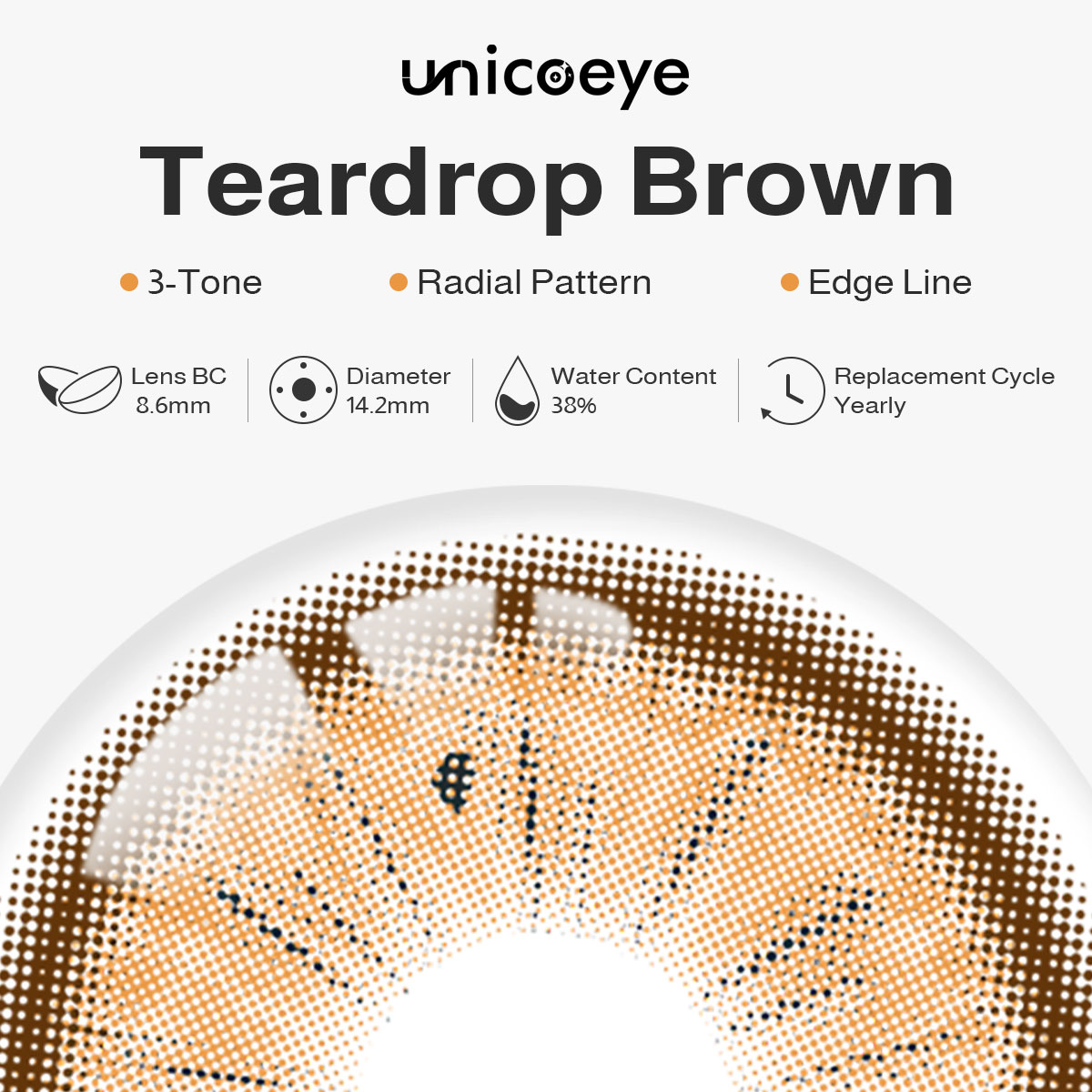 Teardrop Brown Yearly Contact Lenses