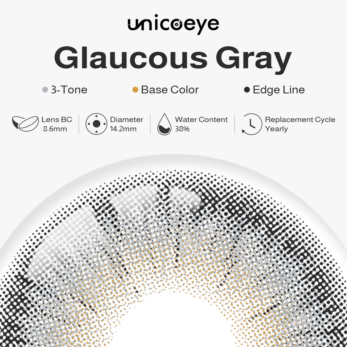 Glaucous Gray Yearly Contact Lenses