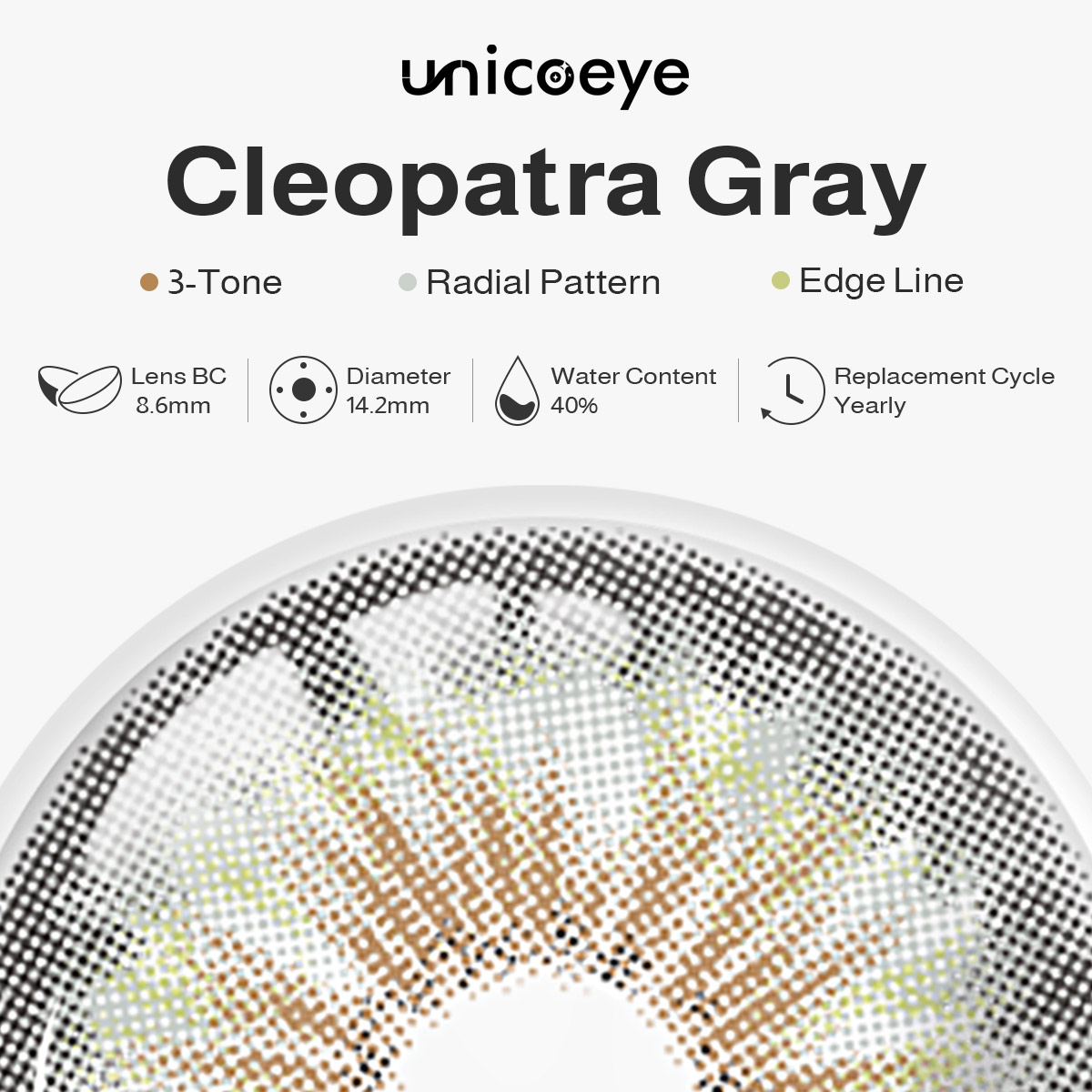 Cleopatra Gray Prescription Yearly Contact Lenses