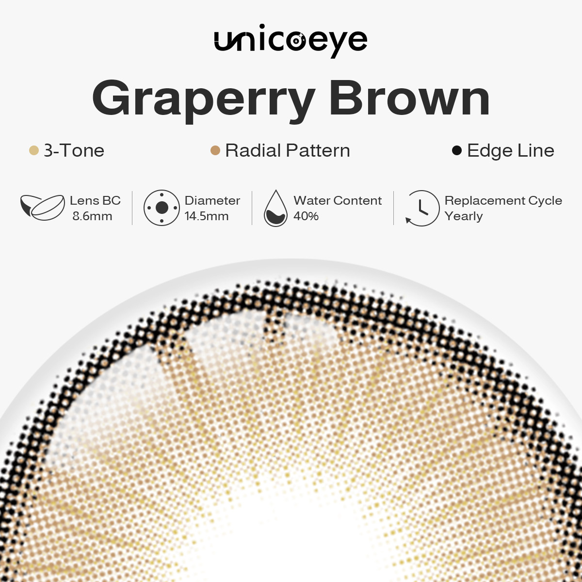 Graperry Brown Yearly Contact Lenses