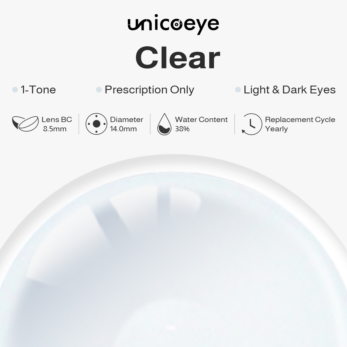 Clear Prescription Yearly Contact Lenses | 2 Pcs