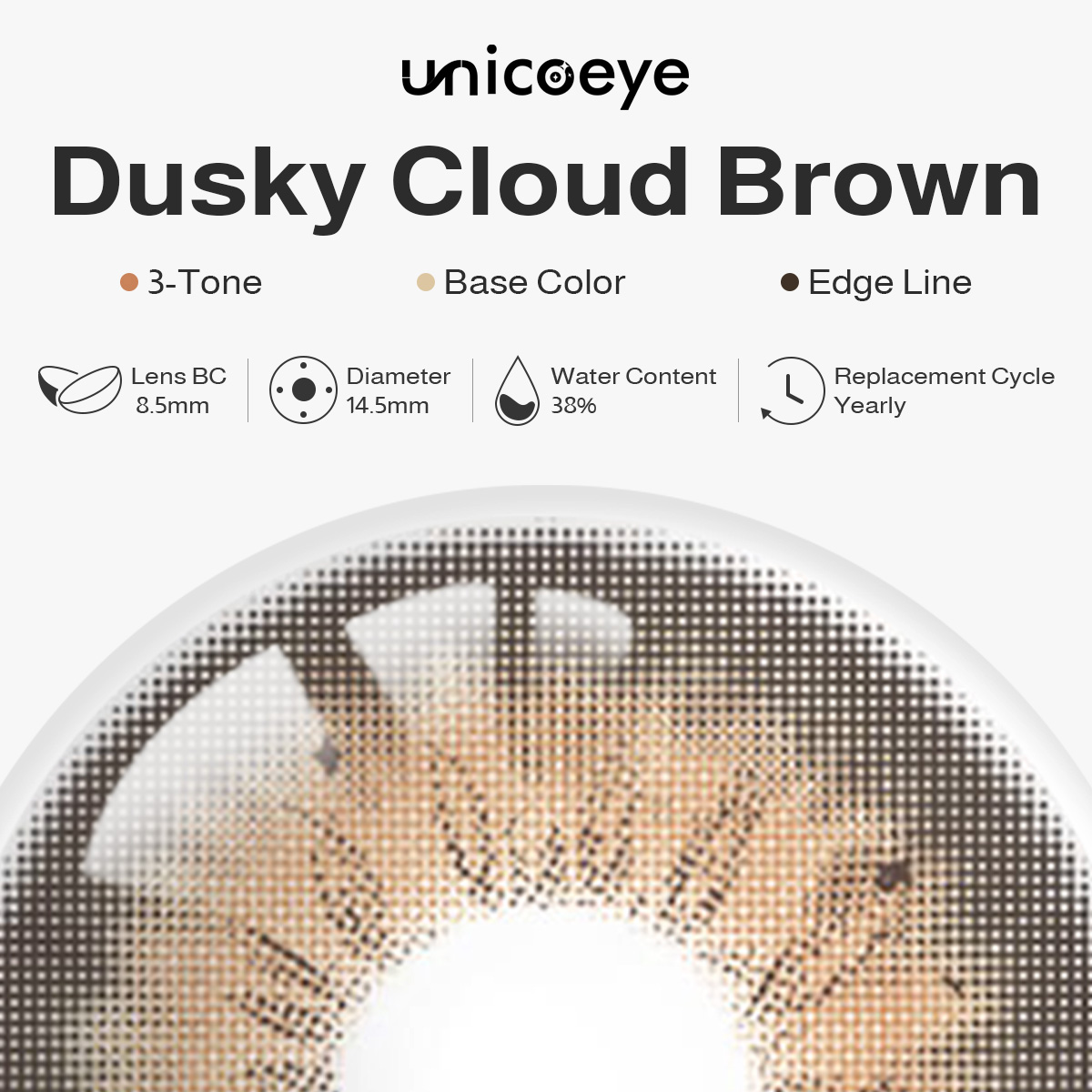 Dusky Cloud Brown Yearly Contact Lenses | 2 Pcs
