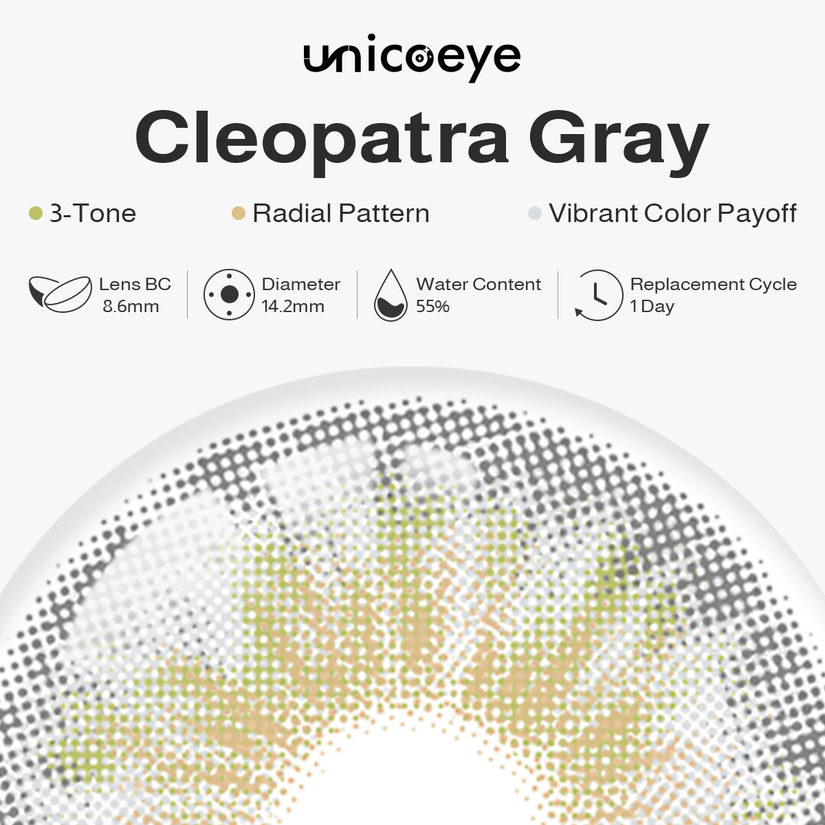 Cleopatra Gray Daily Contact Lenses | 10 Pcs