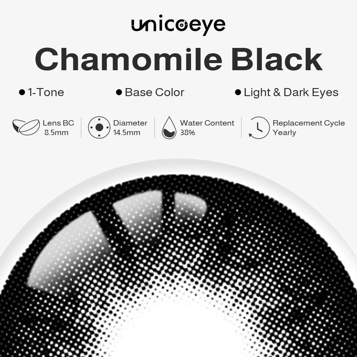 Chamomile Black Yearly Contact Lenses | 2 Pcs