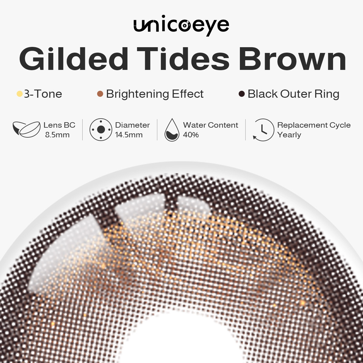 Gilded Tides Brown Prescription Yearly Contact Lenses | 2 Pcs