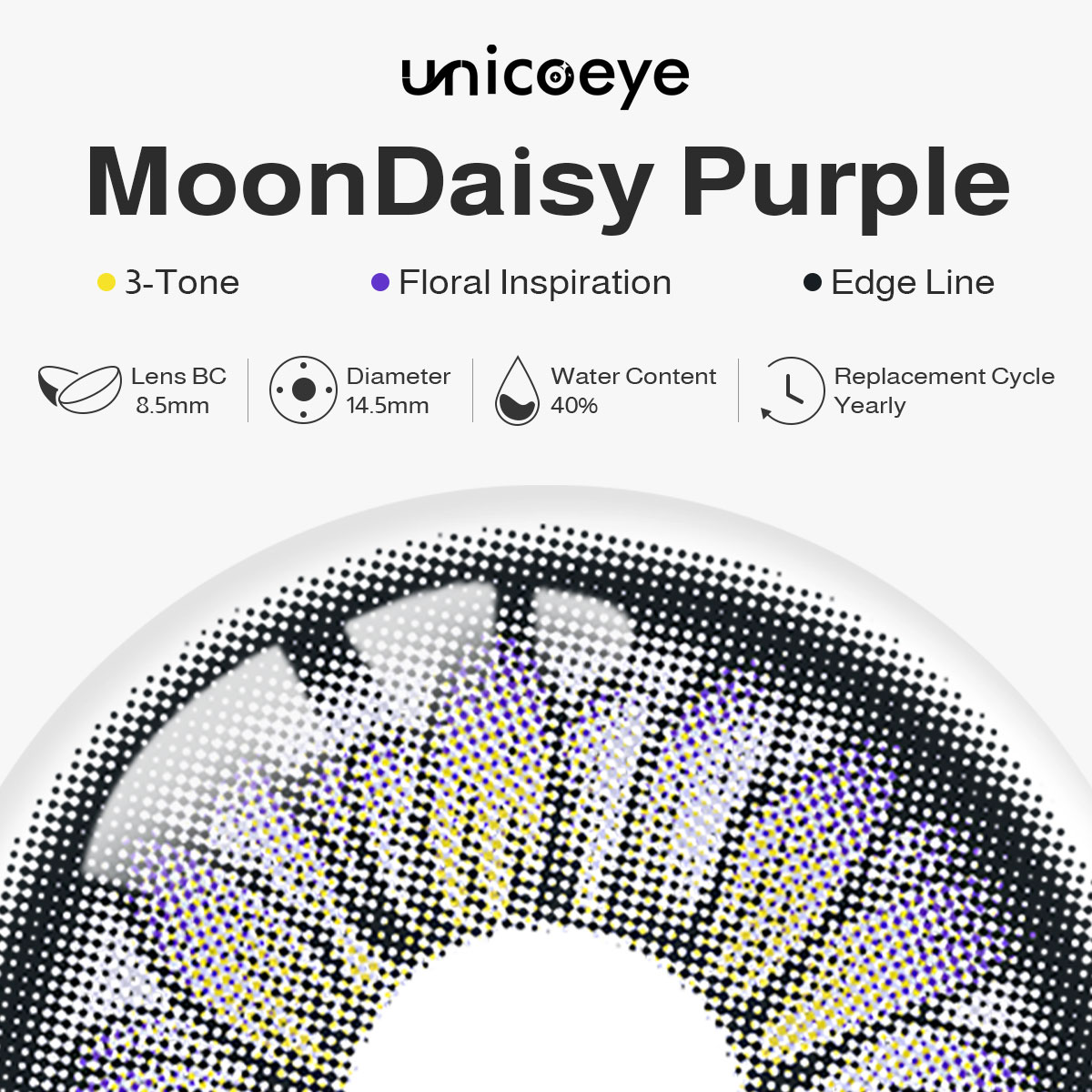 MoonDaisy Purple Prescription Yearly Contact Lenses | 2 Pcs