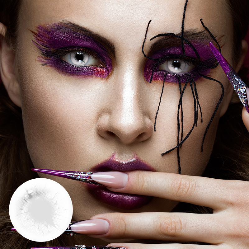 Cracked Eye Gray Costume Prescription Yearly Contact Lenses | 2 Pcs
