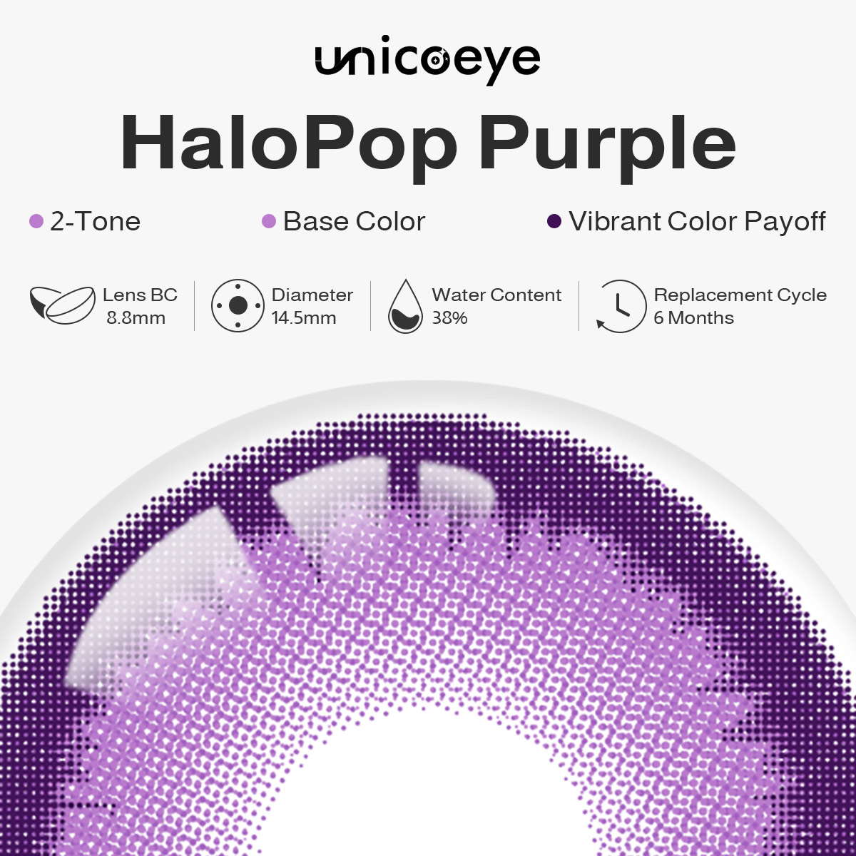 [Pre-Sale] HaloPop Purple 6 Months Contact Lenses | 2 Pcs