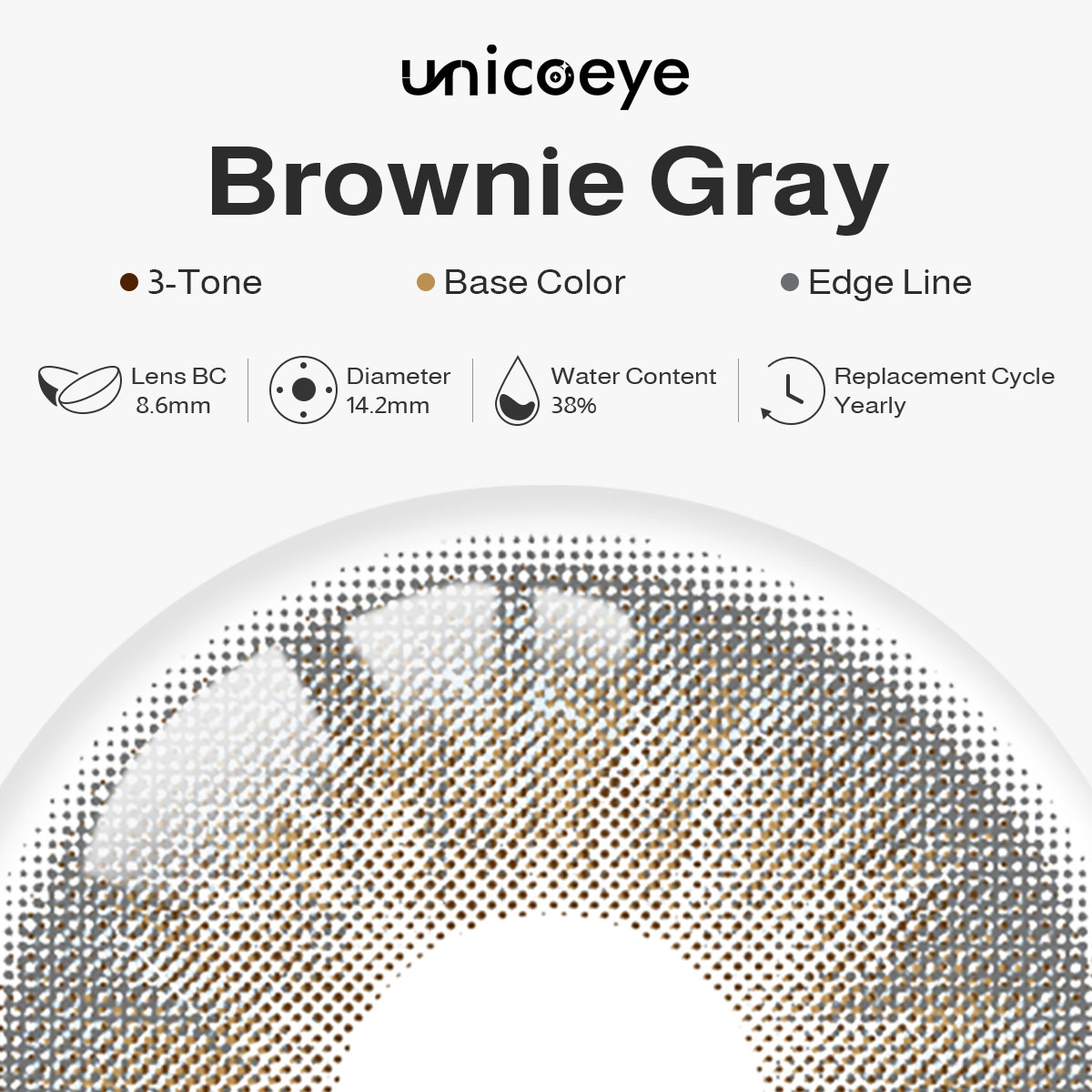 Brownie Gray Yearly Contact Lenses | 2 Pcs