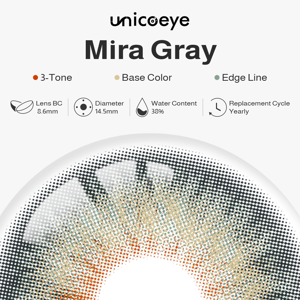 Mira Gray Yearly Contact Lenses | 2 Pcs