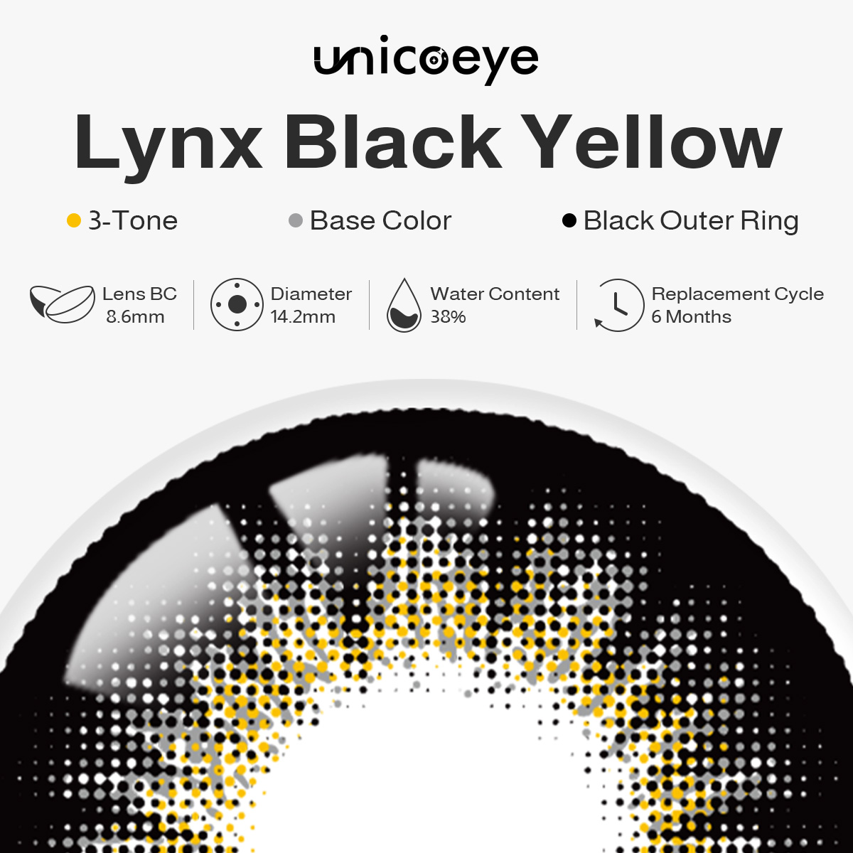Lynx Black Yellow 6 Months Contact Lenses | 2 Pcs